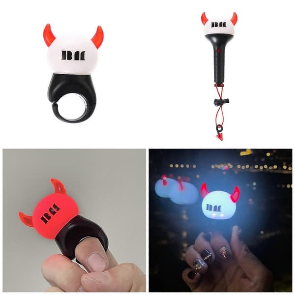 Bærbar akrylstøttepind nøglering miniature LED-lys nøglering ornament til at støtte idol som H Ring style