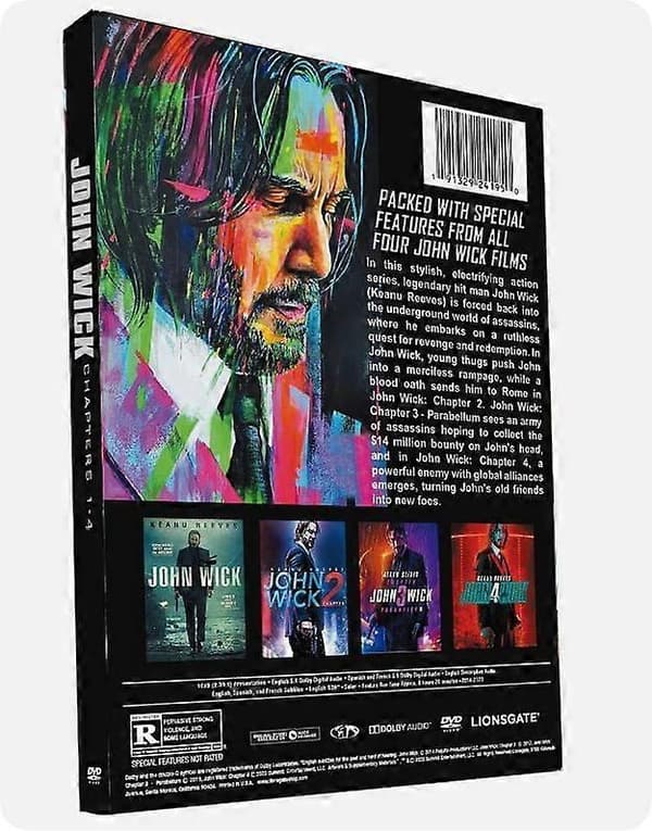 John Wick: The Complete Keanu Reeves Films Chapters 1-4 English Version DVD 4-Disc New