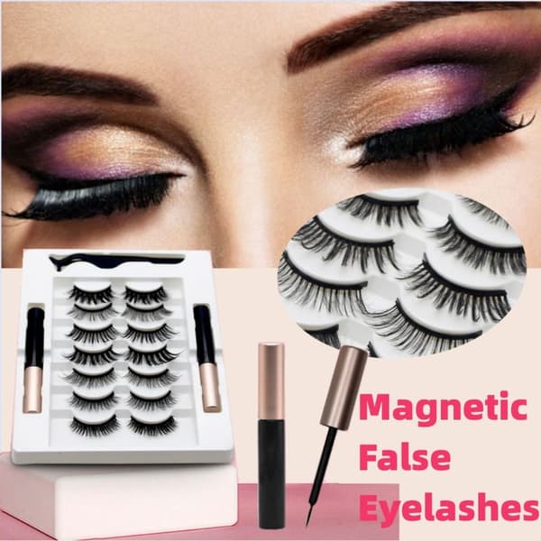 Magnetic Eyelashes Eyeliner Kit 7 Pairs False Eyelashes Liquid Eyeliner C17