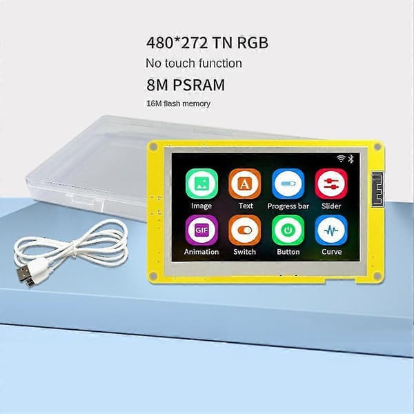 Esp32-s3 Hmi 8m Psram 16m Flash 4,3 tums Rgb Lcd Tft-modul för Lvgl Wifi & Smart Display, Tn utan