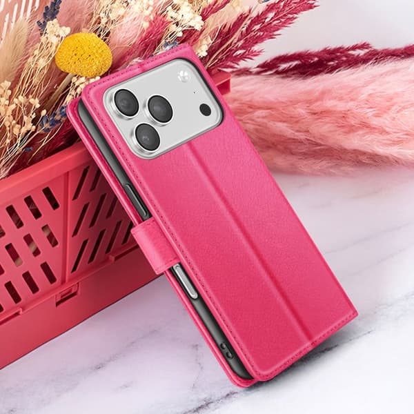 Plånboksfodral - ZANAÉ - iPhone 17 Pro Max - Fuchsia - Halkfritt - Videostöd Rosa