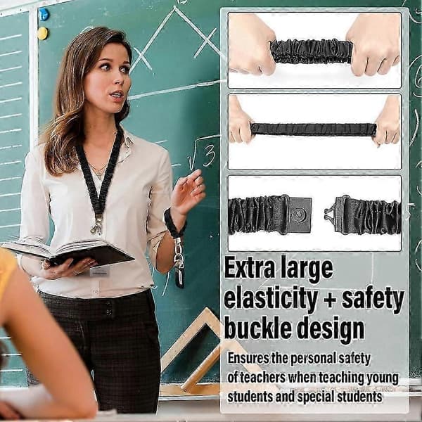 Lärar-scrunchies-nyckelband med säkerhetsspänne, infällbart nyckelband, nyckelring, handledsrem, kontor