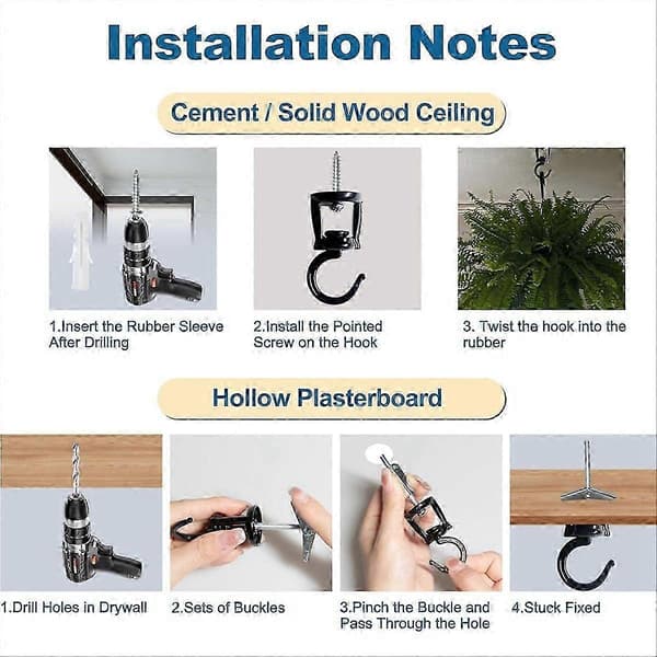 4-pack Ceiling Hooks for Hanging Plants and Bird Feeders