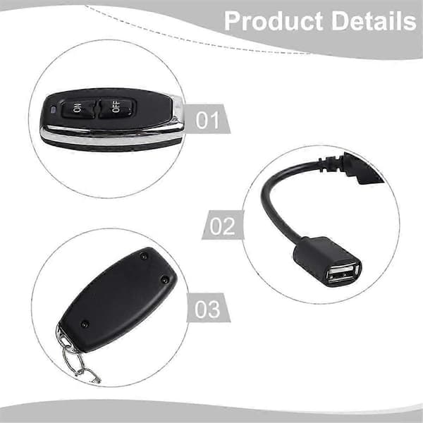 DC5V 433Mhz USB Trådløs RF Fjernkontroll Bryter Driver Strøm på AV for LED Lysstripe Leselampe Black