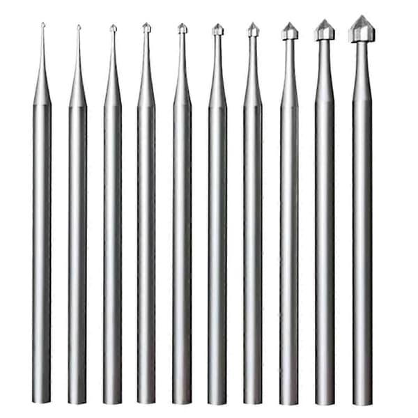 10 Pcs Jewelry Setting Burrs - 3/32 inch Shank Stone Setting Burrs Cylinder - Cone Shape Lapidary Making
