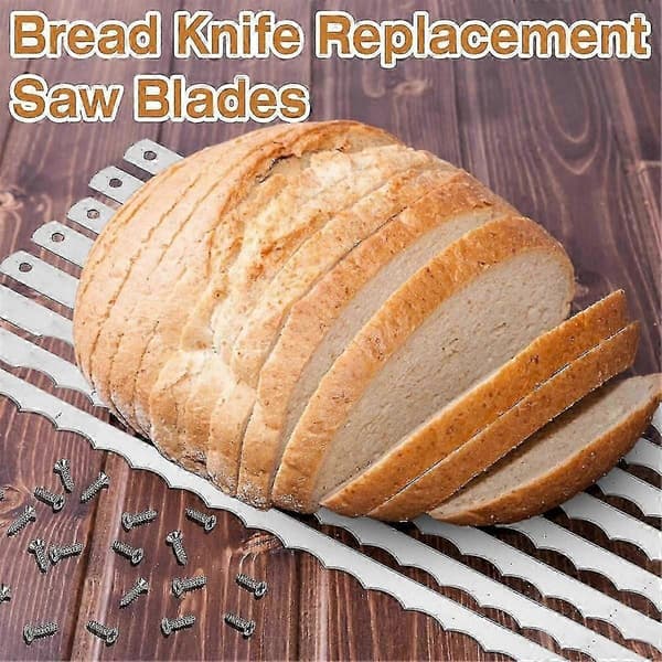 Brødknivblader i rustfritt stål 10 stk, erstatningsblader for kake- og hjemmelaget brødskjæring Silver