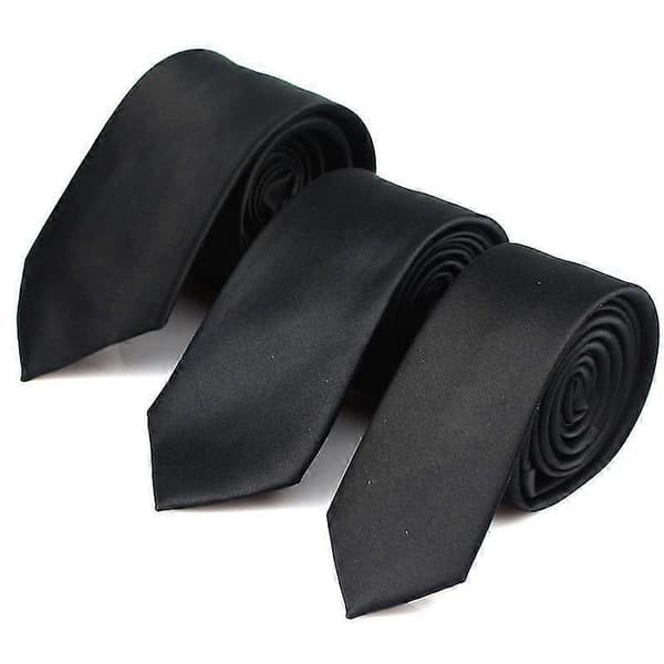 Klassiske sorte slips til mænd Silke herreslips til bryllupsfest Forretning Voksen halsslips 3 størrelser Afslappet ensfarvet slips 7cm
