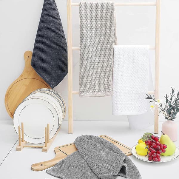 6-pak køkkenhåndklæder i 100 % bomuldsfrotté med krog, hvid White 34*73cm