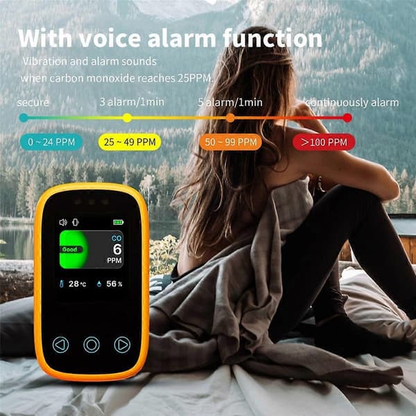 Reise Karbonmonoksiddetektor Mini Campingtelt Alarm, Oransje