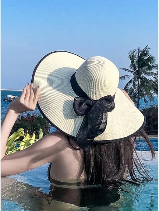 1 st Kvinnor Vikbar Floppy Bred Brim Halm Solhatt Sommar Strandhatt UV UPF 50+ C