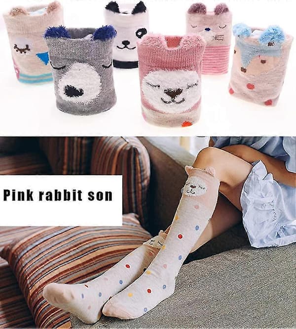 [13]Girls Long Knee High Socks 6 Pairs Fun Animal Pattern High Crazy Cute_Good Stuff