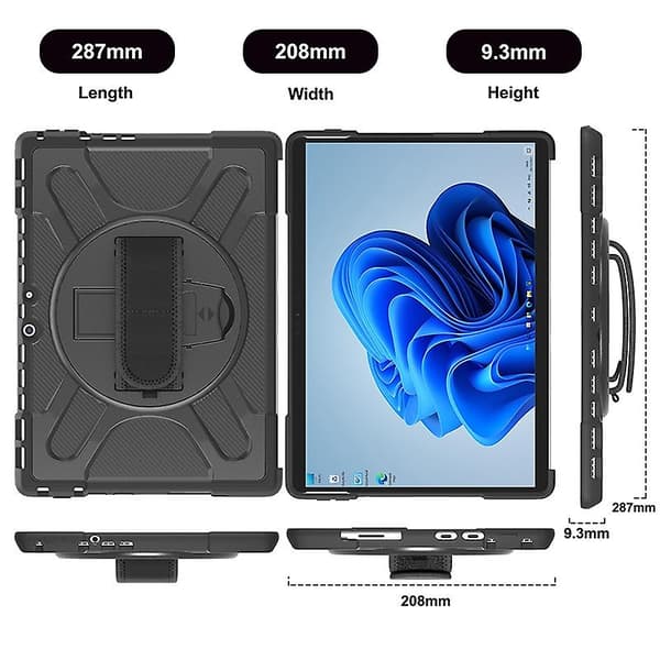 TPU + PC nettbrettdeksel for Microsoft Surface Pro 8 Black