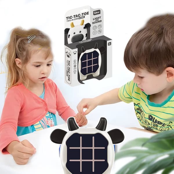 Electronic Game 3-in-1 Tic Tac Toe/Memory for 2 Players, Cow Design 180