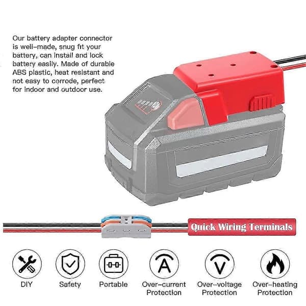2 pakker Power Wheel-adapter for Milwaukee M18 batteriadapter