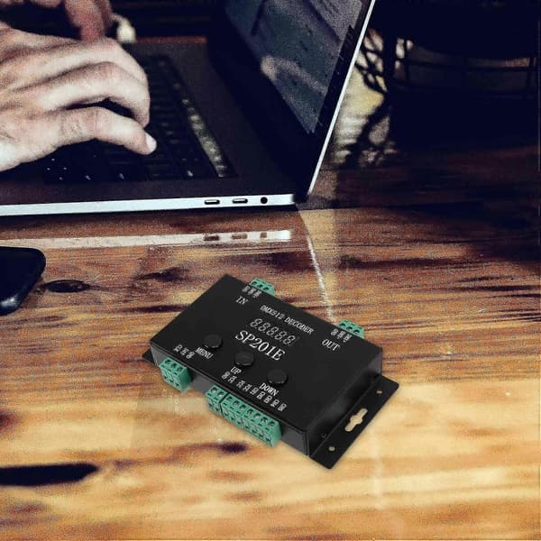 SP201E DMX512 WS2812B WS2811 till SPI-kontrolleravkodare, stöder flera IC:er Black