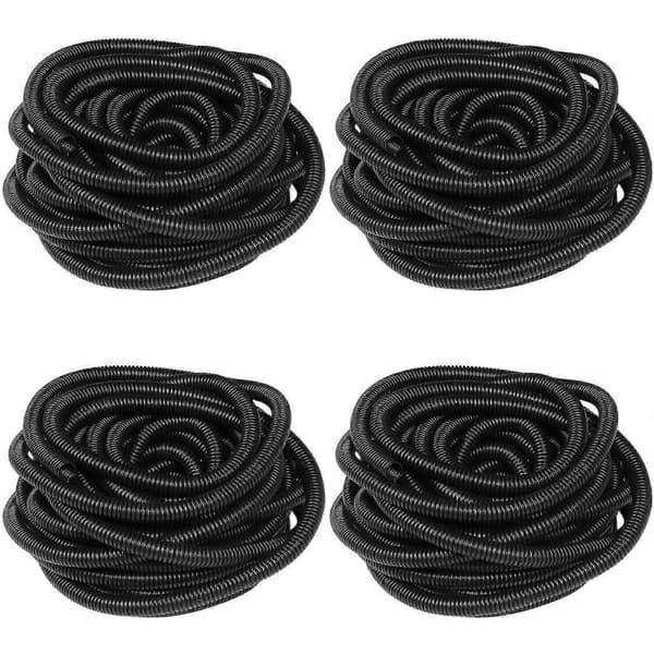 4-pak fleksibel korrugeret plastslange, 10 m lang, 9,5 mm indvendig diameter Black