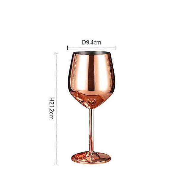 Vinglas, set om 2 500 ml cocktailglas i kopparrostfritt stål, okrossbart metalliskt gin-glas