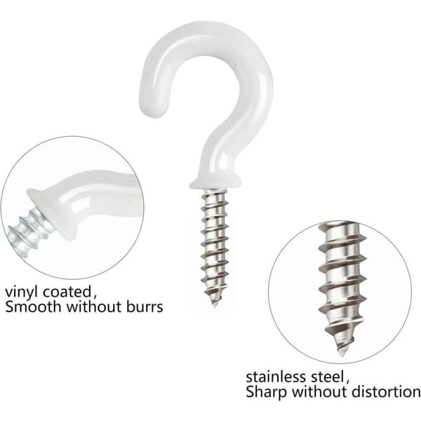 30 Pieces White Screw Hooks, 1/2 Inch Ceiling Hooks to Screw In