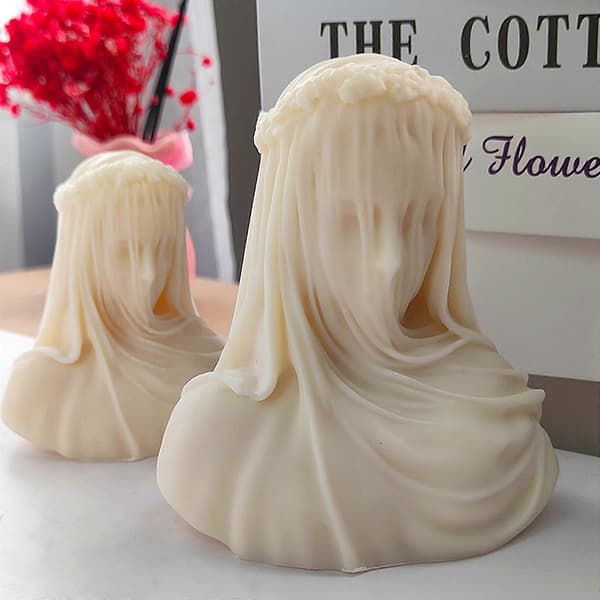 Sløret Dame Lys Epoxy Form Kvindelig Brud Antik Buste Statue Skulptur Kvinde Krop Harpiks Silikone Form DIY Statue Form stor
