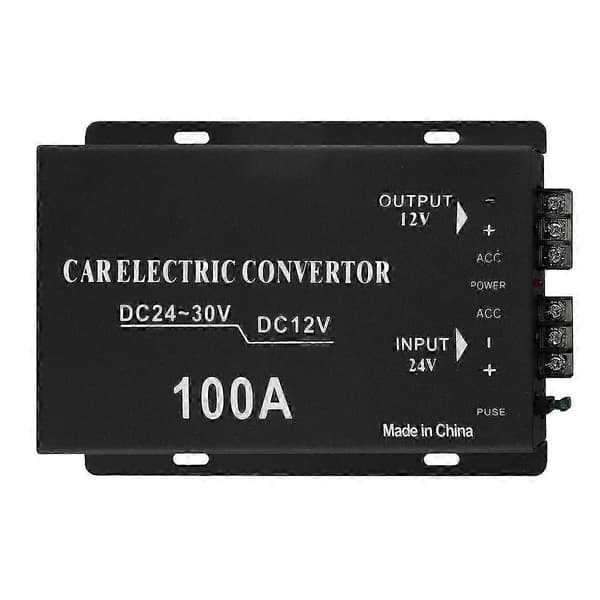 DC 24V til 12V DC Step-Down Spændingsomformer 100A 1200W DC Buck Modul Adapter 20-30V til 12V DC Regulator Reducer Black