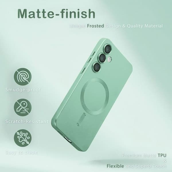 Protective Case for Samsung Galaxy S26, Slim Silicone Scratch-Resistant Cover with Magnetic Ring - Green Grön