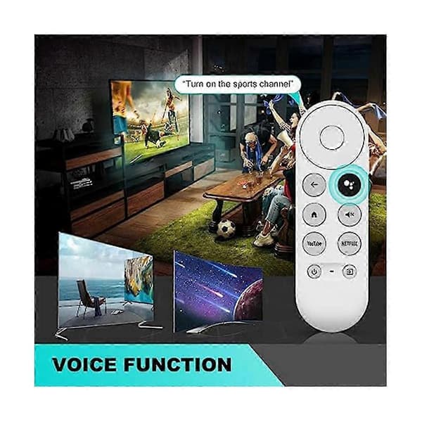Erstatnings G9N9N Stemme Bluetooth IR Fjernkontroll for Google TV GoogleChromecast 2020 W3JD White