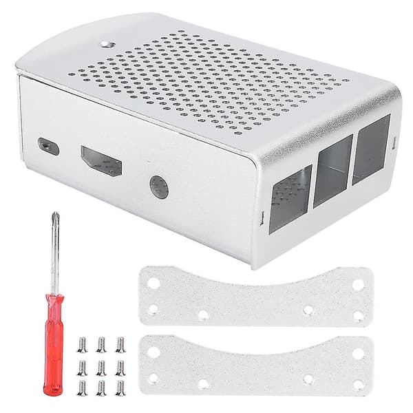 Aluminiumslegeringskabinet til Raspberry Pi 3 b 2B bundkort kølende beskyttelsesboks sølv