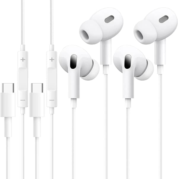 2-pack USB-C Headphones iPhone 16/15/Plus/Pro/Pro Max, Wired HiFi Stereo In-Ear Earbuds Microphone Volume Control, Compatible iPad Pro, Pixel 7 6 deidgdsgg 20