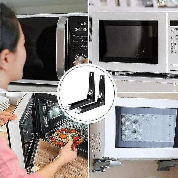 Steel Microwave Shelf with Arm, Wall-Mounted Shelf for Kitchen Organization