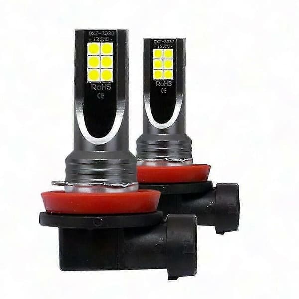 2 stk H11 H8 H9 LED frontlyspærer 60W 6000K hvitt tåkelyssett halogenutskifting