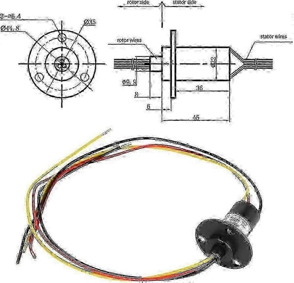 Vindmølle slæbering 3 ledninger 250RPM 15A 600V elektrisk strømstik
