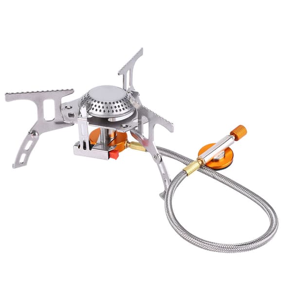 Portable Gas Stove for Camping, Windproof and High-Efficiency Burner with Durable Material and Built-in Wind Deflector, Foldable Camping Stove with