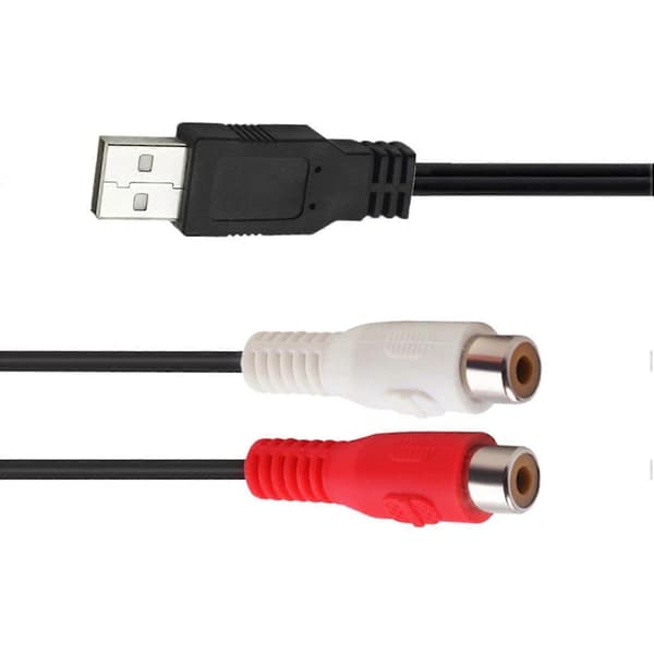 1,5M USB til RCA-kabel, 5FT USB 2.0 han til 2 RCA hun Phono AV til TV, PC, Aux videokabel