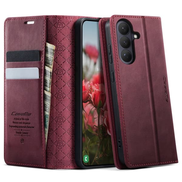 CaseMe Wallet Case for Samsung Galaxy S26 Artificial Leather RFID - Red