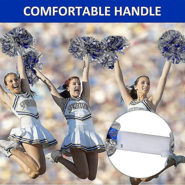 4 stk. Cheerleading Pomponer til Cheerleader Kostume Kvinder, 2 Par Cheer Pomponer Blue Sliver