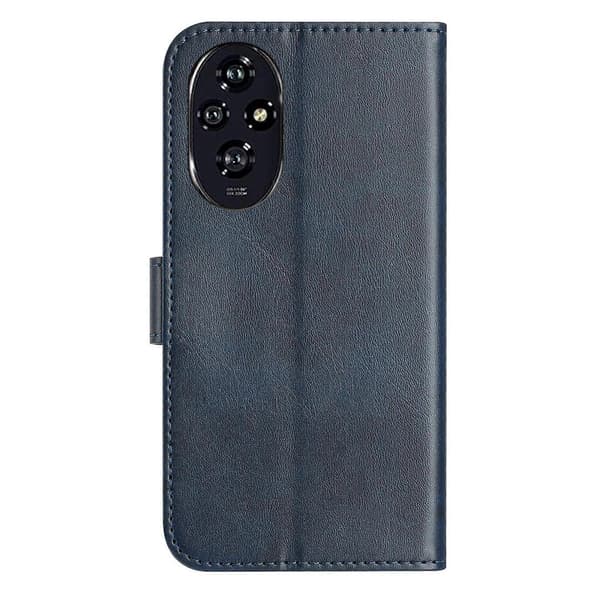 Dobbeltfoldet S-formet lædertelefonetui marineblå Navy Blue For Honor 200 5G