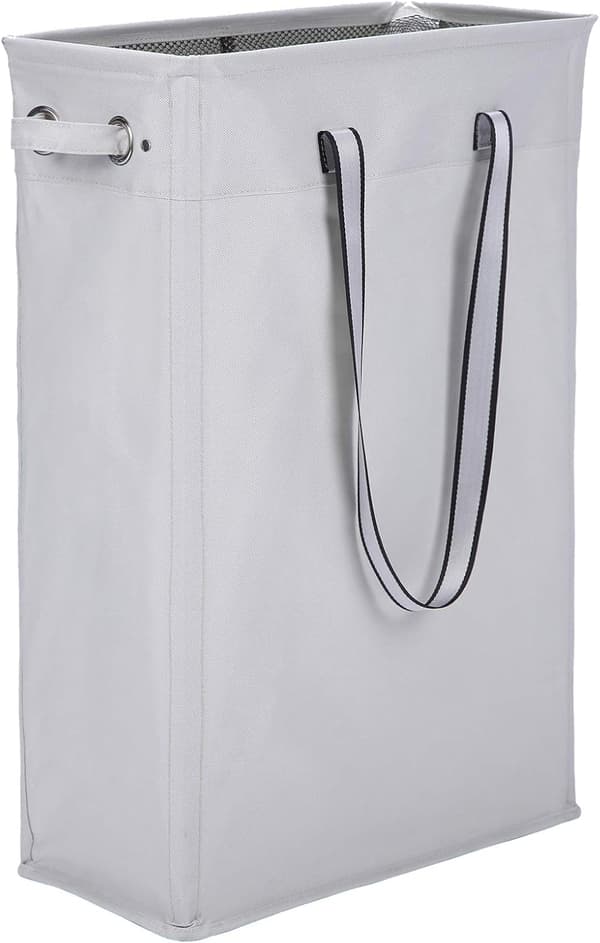 [13] Laundry Hamper, 60CM Practical Hanging Laundry Basket Tall and Slim Laundry Hamper Waterproof Laundry Bag with Breathable Mesh Lid Laundry Bag, Grey