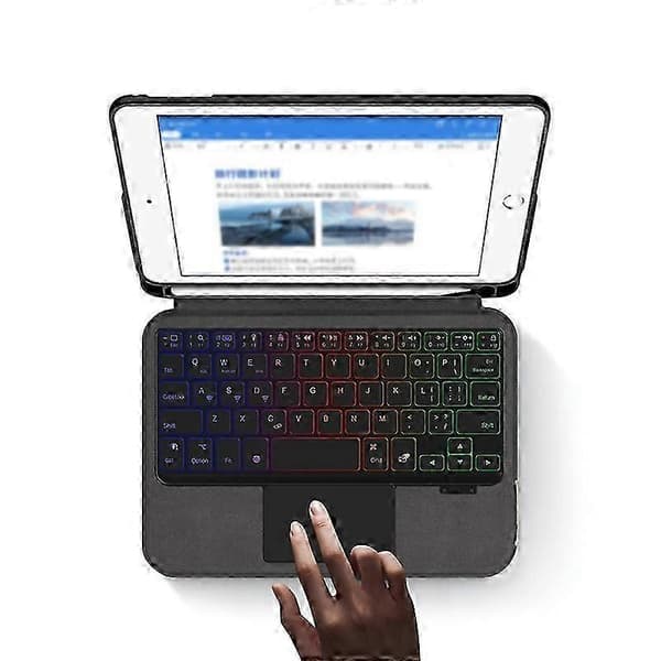 Til iPad mini 4 / mini (2019) 7,9 tommer baggrundsbelyst touchpad-tastatur integreret ægte koskind læder St 26s