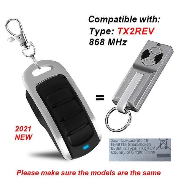 [13]Chamberlain TX2REV Garage Door Remote Control Opener For Replacement Handheld 868MHz Gate Key Fob Transmitter {db}