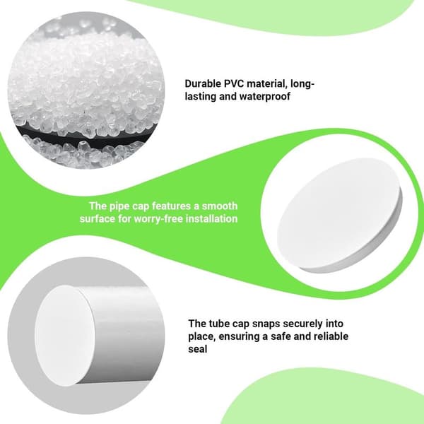 [13]2 dele PVC DN150/160 til afløbsrørsstik, vandrørsstik til 150-160 mm diameter afløbsrør, 150 mm rørstik, 150 mm indløbsstik, endehætte