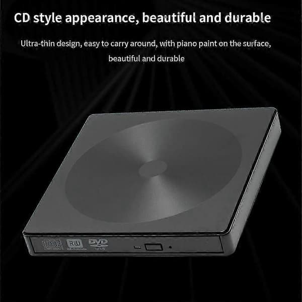 CD/DVD-lesing og -brenning USB3.0 ekstern optisk stasjon kompatibel med PC, bærbar datamaskin, notatbok Black