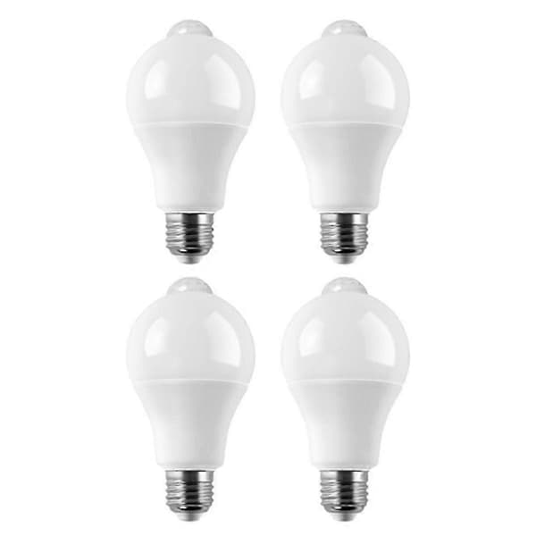 4 stk. E27 LED bevægelsessensorpære LED-lampe PIR-sensorlys 9W 25-26s