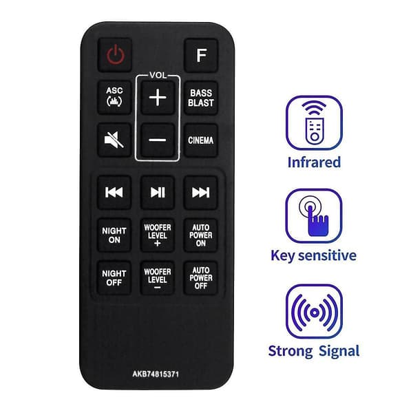 AKB74815371 Replacement Remote Control for LG Sound Bar SJ3 SJ4 SPJ4B-W SK4D SL3D SPH4B-W SPJ4BW SPH4BW
