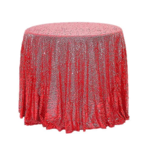 Paljettduk Glitter Glitrende Stoff Rund Bordtrekk Til Bursdagsfest Red