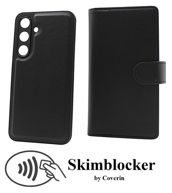 Skimblocker Samsung Galaxy S24 5G XL Magnet Wallet Case Mörkblå