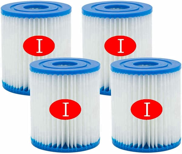 Bestway Poolfilterpatron nr. 1, 3,1 x 3,5 tommer, til oppustelige pools, udskiftningsfilterpatron, til rengøring af rørpools. (4-pak)