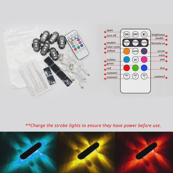 RGB Skateboard Scooter Underglow Light Kit Wireless Remote Control LED 8 Colors Rechargeable Strobe 2 counts of lights