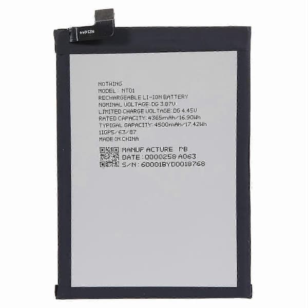 egnet for nothing phone (1) 5g li-ion polymer batteri montering 3.87v 4365mah nt01