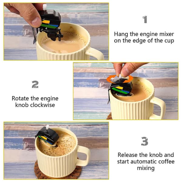 【13】Kaffevisp i form av båtmotor, Kaffevisp med båtmotor, Nyhet Kaffeblandare med båtmotor, Elektrisk Mini Kaffevisp, Kaffevisp Motorbåt 2pcs