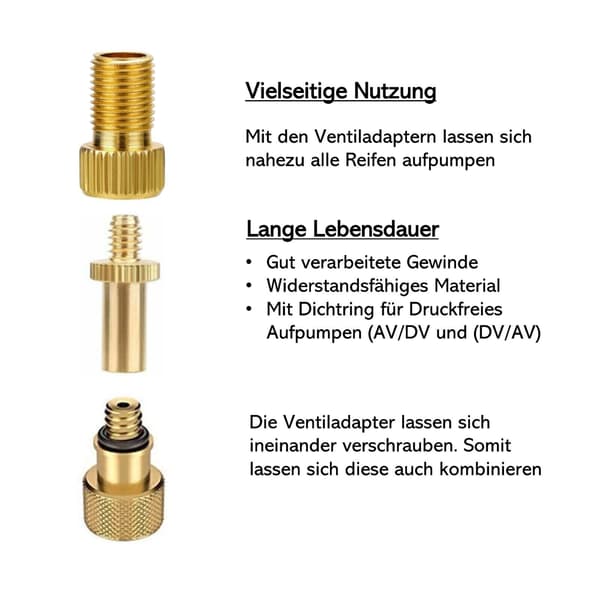 Cykelventiladapter Fransk SV Dunlop DV Sclaverand AV Bilventil Nål